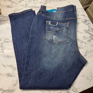 J.C. Penny Boutique 18W Faded Distressed Empire Wash Casual Skinny Jeans